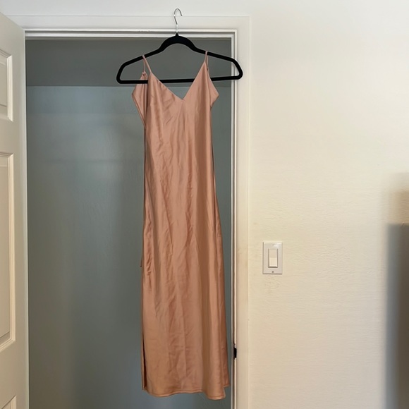 Nordstrom Silk MIDI Dress (tan) - Picture 1 of 5